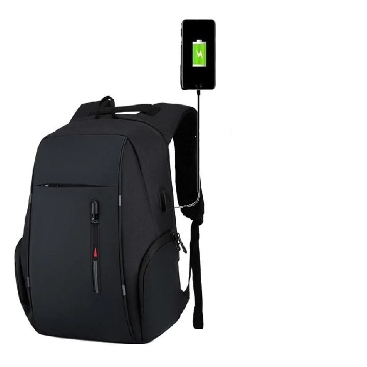 Rucsac de voiaj pentru avion multifunctional compartiment multiple e si buzunare Port USB de Incarcare negru