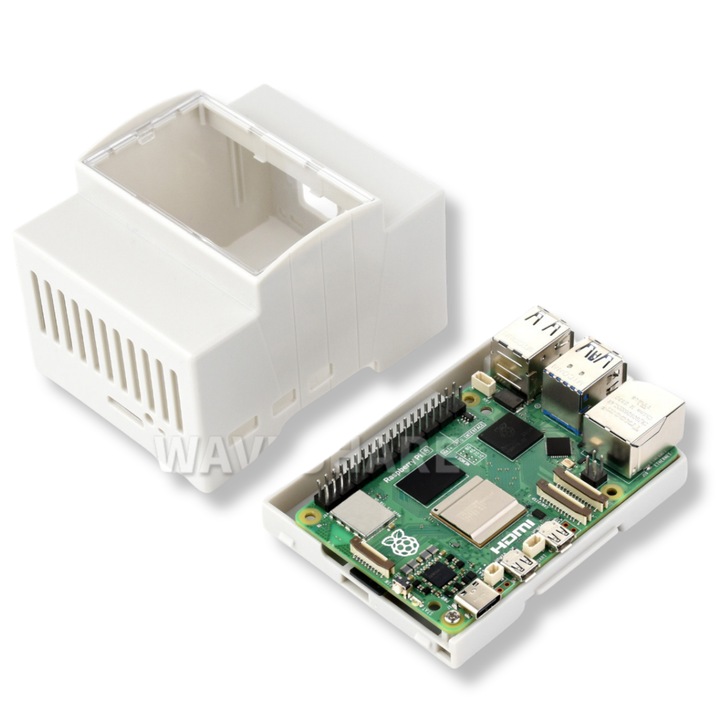 Carcasa, ABS, Raspberry Pi, montare pe sina DIN, 90x71x62mm, alb