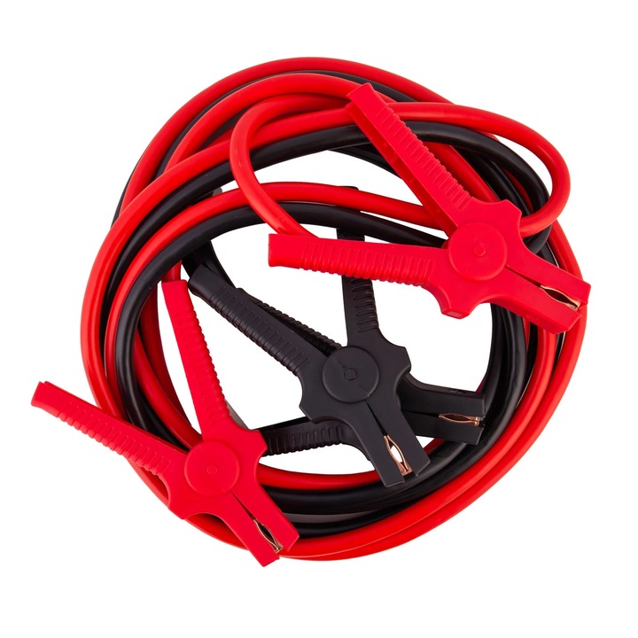 Autóindító kábel készlet, acél rézbevonattal, univerzális bilincsek, hosszú, áramerősség 1500 A, kábel hossza 6 m