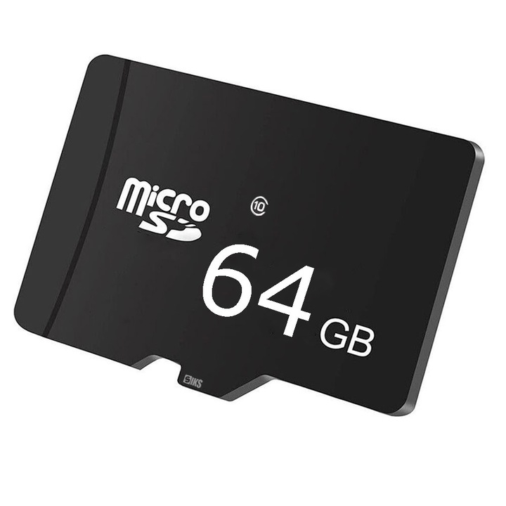 SIKS 64 GB MicroSD карта с памет, клас 10, висока скорост, съвместима с камера, видео, DVR за кола, камера за наблюдение, телефон, лаптоп, таблет, без SD адаптер, черна