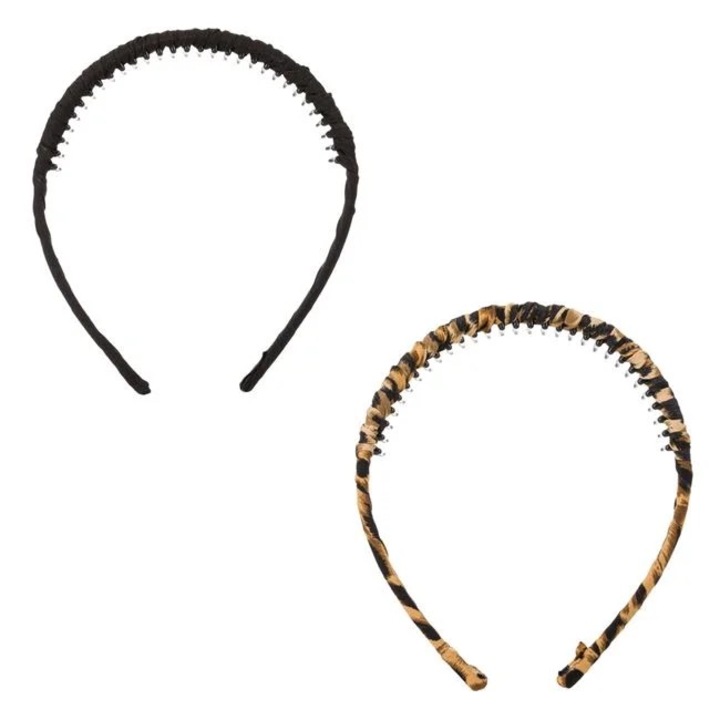 Set 2 bentite de par Antbro® pentru femei, de culoare neagra si animal print