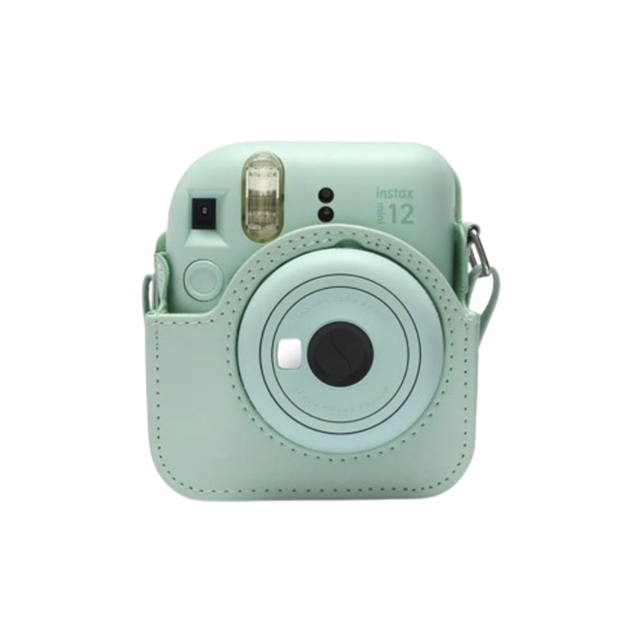 Geanta cu bareta de umar Aisdelu®, pentru camera Fujifilm Instax Mini 12, verde menta