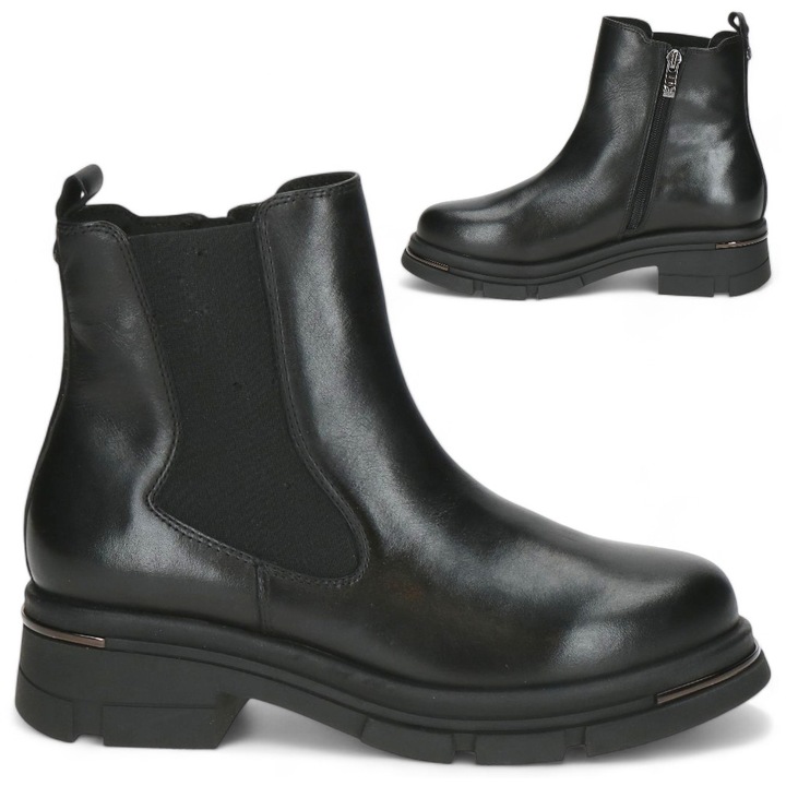 Cizme Pentru Femei, Caprice 8712, din piele, cu fermoar, Elegant, Platforma, Negru 37