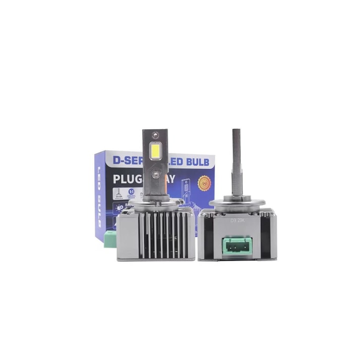 Set de 2 becuri conversie HID-LED, D3S, 90W, 20000lm, CSP, Canbus, Miez Dublu Cupru, Radiator Aluminiu cu Ventilator, Ronys Group