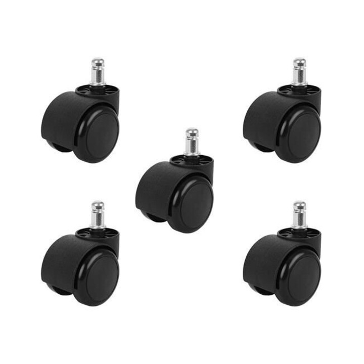 Irodai szék görgők, Malatec, 5 db-os készlet, 11mm, PVC, 5cm, fekete