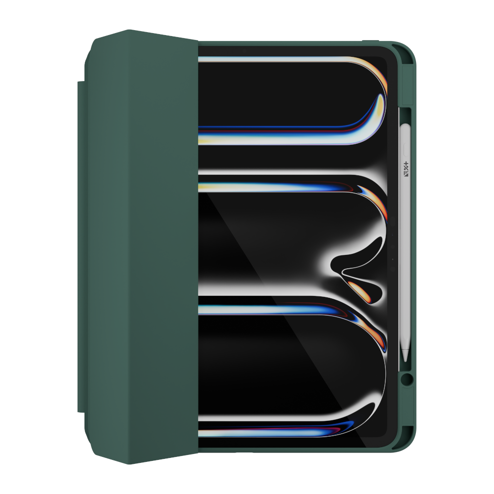 Husa tableta NEXT ONE Rollcase pentru iPad Pro M4 13", verde, cu suport pentru Apple Pencil, functie de suport