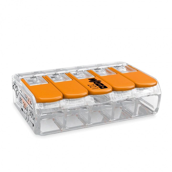 Terminal de ramificatie WAGO, 5x0,2-4mm, 2/12, 5 fire, 24AWG, 32A