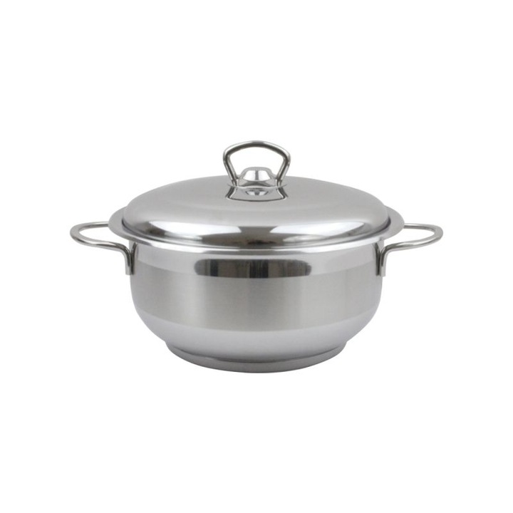 Edény BERLIN EK-22MBER, 4l, Fém tetővel, Kiváló minőségű rozsdamentes acél, 22 cm