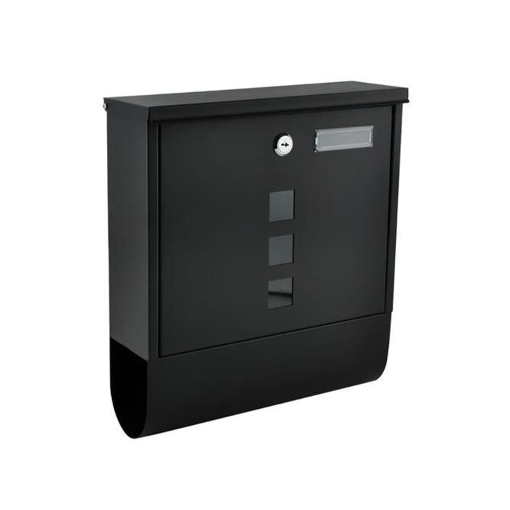 Postaláda, Malatec, Rozsdamentes acél, 10x30,7x34 cm, Fekete