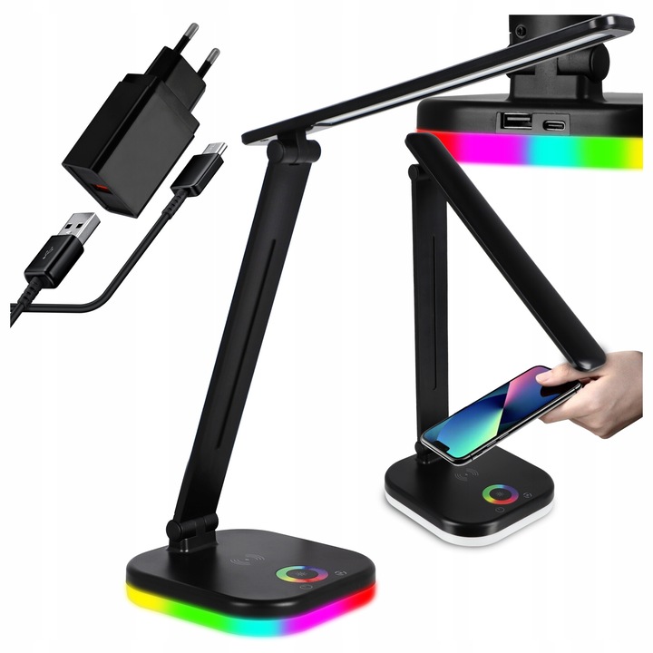 Lampa LED de birou pentru scoala Touch On Birou de lectura Inductie + USB