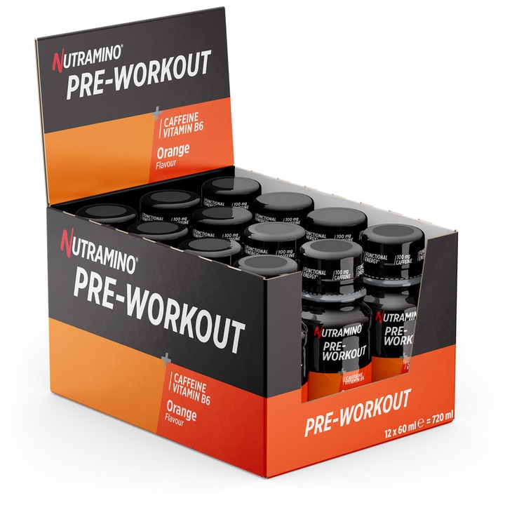 Pre Workout Shot Nutramino, aroma portocale (12 buc x 60ml)