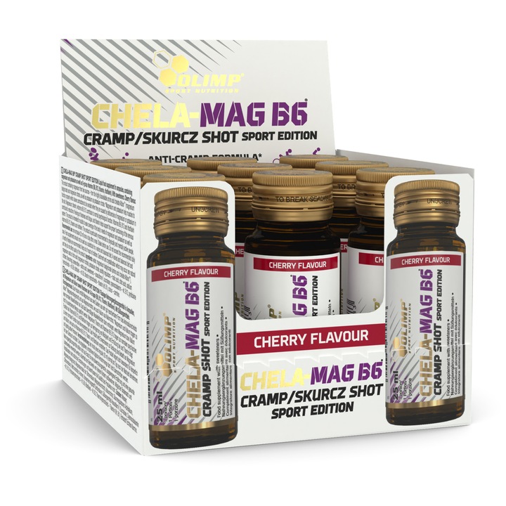 Magneziu lichid si vitamina B6 Olimp Chela-Mag B6 Cramp Shot, aroma cirese (9 buc x 25ml)