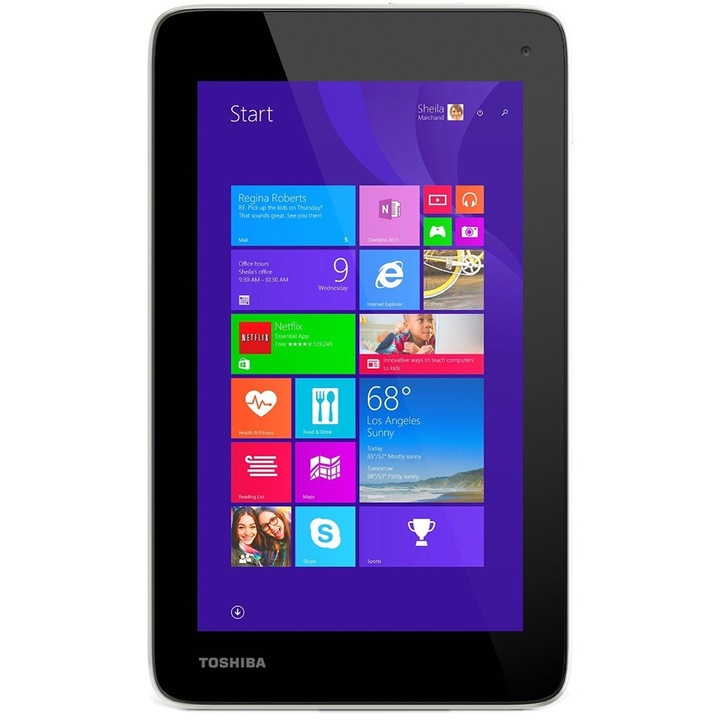Tableta Toshiba WT7-C-100 cu procesor Intel® Atom™ Z3735G 1.33Ghz, 7", 1GB DDR3, 16GB, Wi-Fi, Microsoft Windows 8.1, White