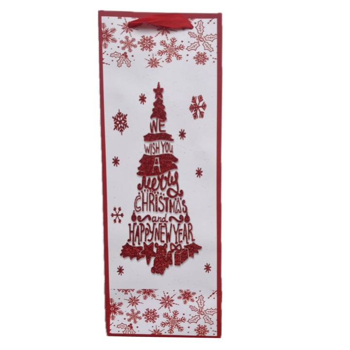 Punga sticla, Craciun, Brad, Rosu, 32x12x9 cm