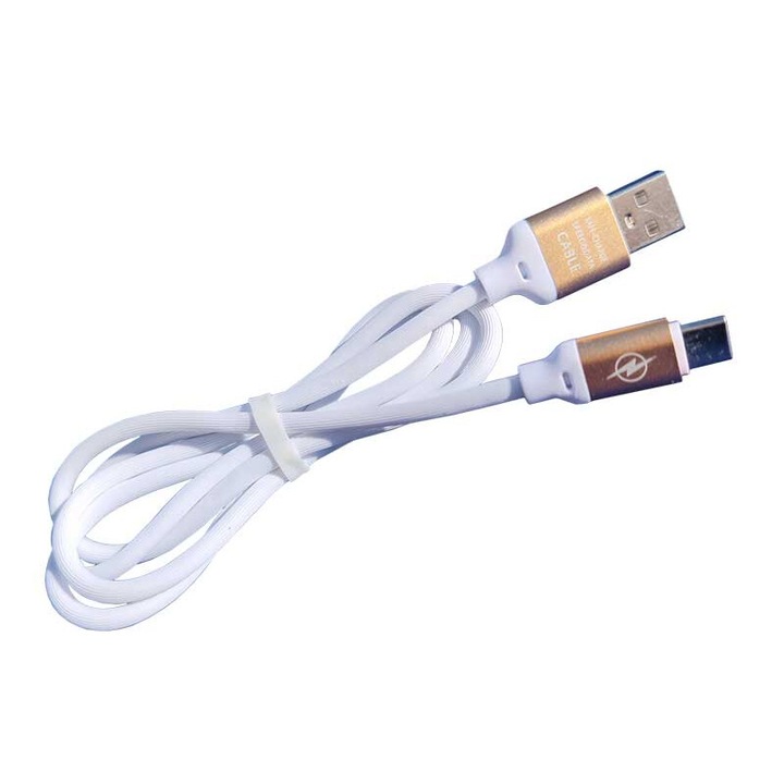 Cablu date si incarcare rapida pentru Huawei, compatibil Samsung, Xiaomi, USB la USB-C, Type C, 90cm, alb