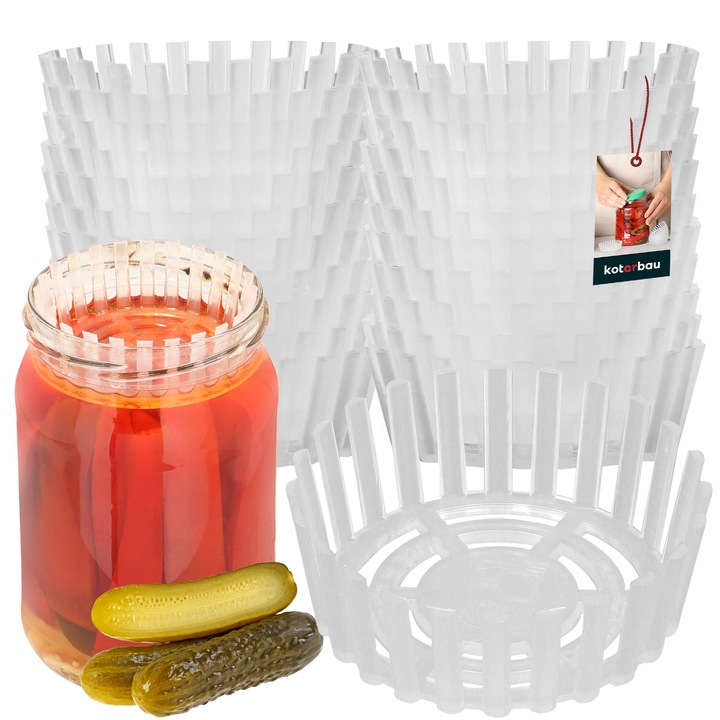 Set 24 ustensile pentru conservare, Kotarbau, polipropilena, 75/100 mm, alb