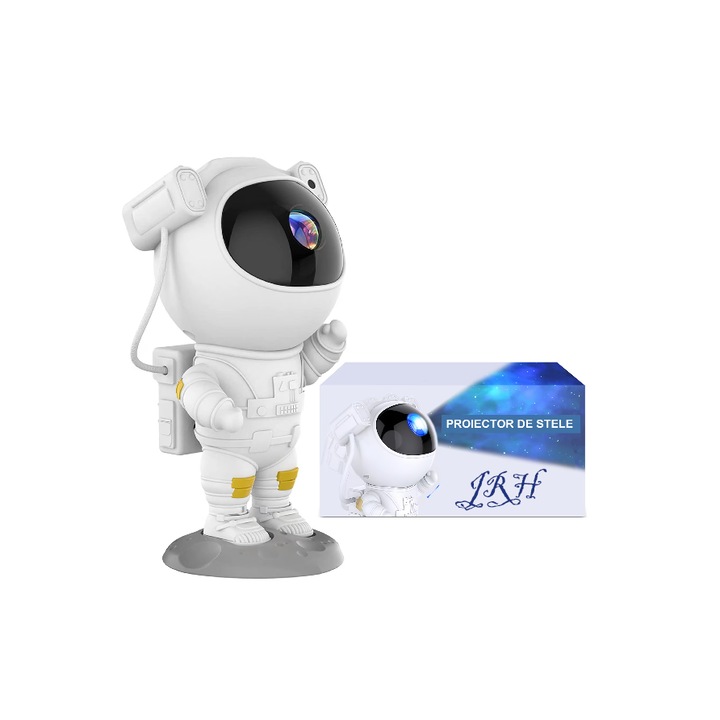 Astronaut Star Projector, JRH® детска нощна лампа, 360° настройка, бял цвят, Bluetooth високоговорител, дистанционно управление, уникална атмосфера, помага ви да заспите, няма повече призраци под леглото