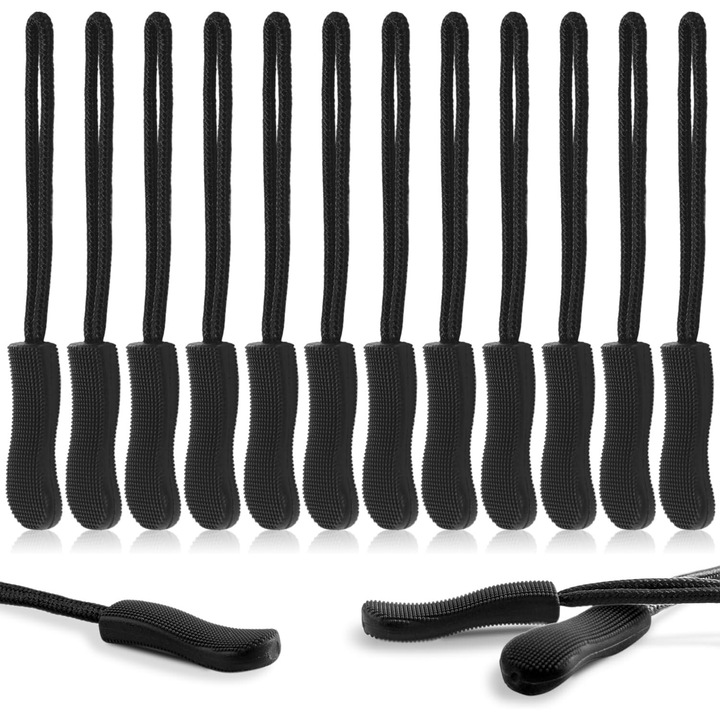 Tragere cu fermoar, 25 bucati tragere cu fermoar imbunatatita neagra, tragere cu fermoar premium de schimb etichete pentru fermoar Fixator extensie cablu pentru bagaje, rucsacuri, jachete, posete, genti de mana, Negru