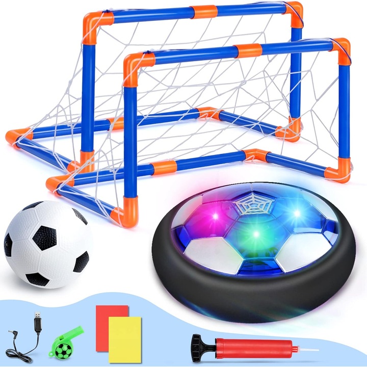 Set de fotbal, mingea suspendata cu LED-uri colorate, incarcare USB, pentru copii de 3 ani, plastic