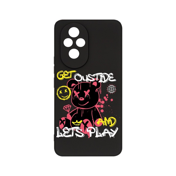 Силиконов калъф BestCase за Honor 200 Pro 5G, Teddy Bear Lets Play, SLIM 1.2MM, Microfiber interior, Premium Soft Liquid Silicone, Black PB 1554