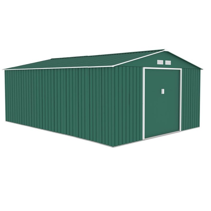 Casuta de gradina Aria XL, pentru scule, Culoare Verde, dimensiuni – 340x383x210cm