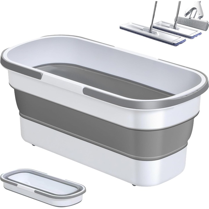 Összecsukható vödör NetScroll, műanyag, 20 l, ergonomikus dizájn, szürke, Pail