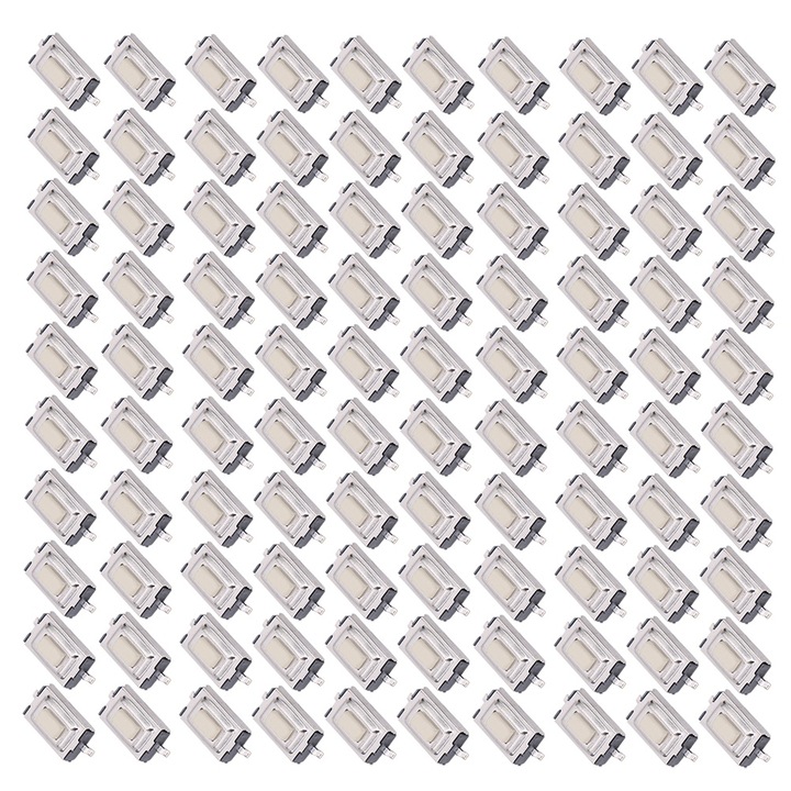 Комплект от 100 превключвателя, Mmgoqqt, пластмаса, 3 x 6 x 2,5 mm, DC12V, сребро