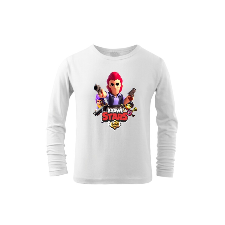 Bluza cu maneca lunga pentru copii, Brawl Stars Heroes, Alb