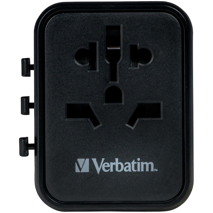 Adaptor calatorie universal Verbatim 49544 UTA-02, 20W, USB-C PD 20W, USB-A QC 3.0, Negru