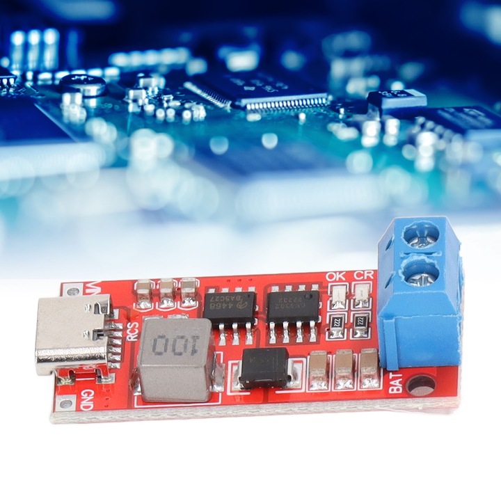 Jormftte 4S akkumulátortöltő modul, 16,8V, 2A, piros