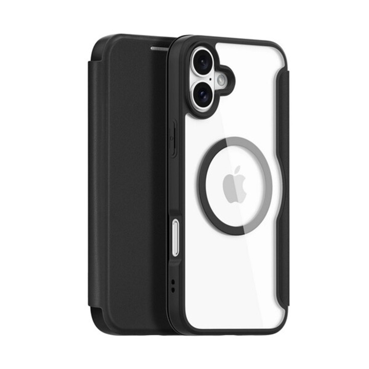 Dux ducis skin x pro husă de telefon mobil, cu suport, efect piele, flip, cu deschidere laterală, RFID, MagSafe, negru, compatibil cu: Apple iPhone 16