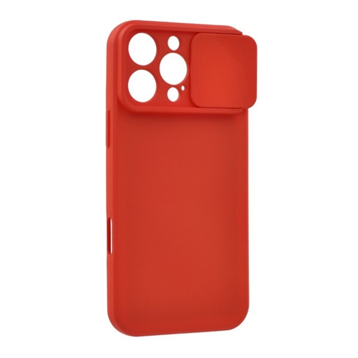 Gigapack szilikon mobiltelefon tok, matt, mikrofiber plüss belső, kameravédő, piros, kompatibilis: Apple iPhone 16 Pro