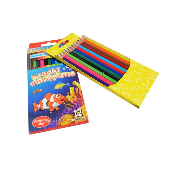 Creioane colorate Schemat set 12 buc, intensywne culori, rezistente la rupere, multicolor