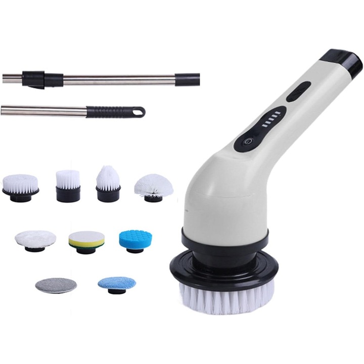 Bedee elektromos kefe, LED digitális kijelző, 9 cserekefefej, fehér, 2000mAh, műanyag