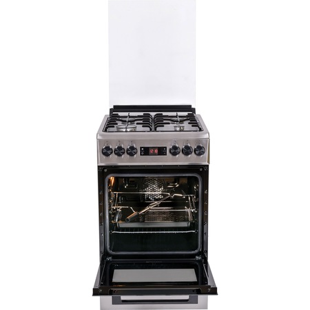 Aragaz Beko FSMT52320DXO, 4 arzatoare, Mixt, Aprindere electrica, Grill, Rotisor, Clasa A, 50 cm, Inox