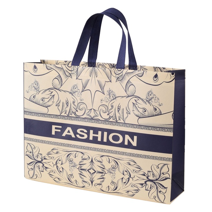 Geanta de cumparaturi, 36x47x10cm, albastra, material sintetic, reutilizabil