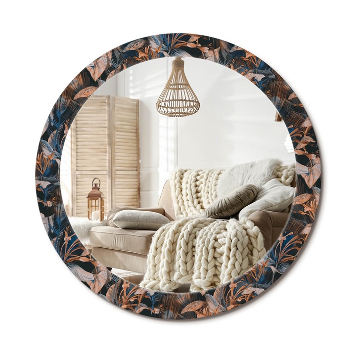 Oglinda decorativa rotunda, Decormat, Perete, Multicolor, Ø 90 cm, 010090550120300072563