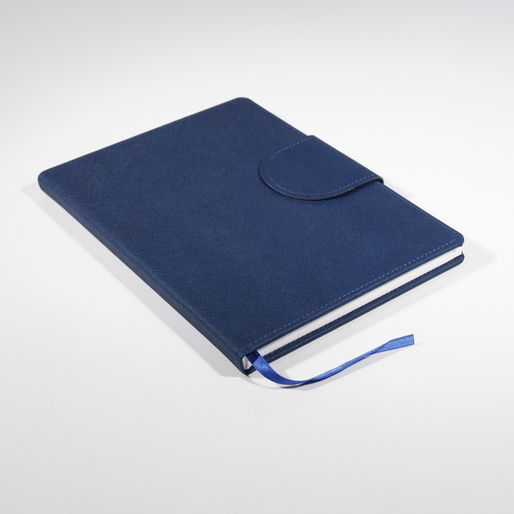 Agenda Cross Blue Tab A5, cu interior de hartie de piatra, coperta cartonata din piele ecologica