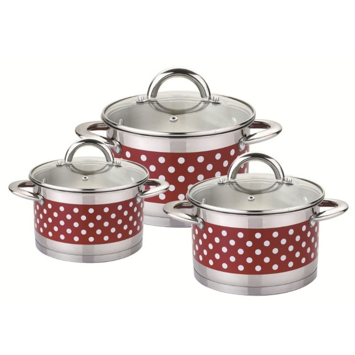 Set de oale din inox cu buline, Zwillon, 6 piese, 2.1 / 2.9 / 3.9 L
