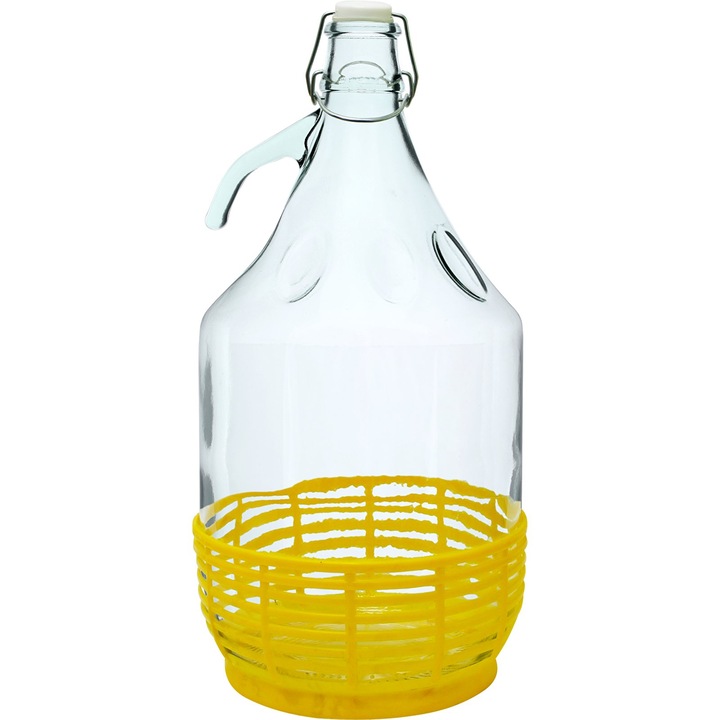 Recipient 5L cu cos din plastic, pentru fermentare si depozitare, sticla, 37cm