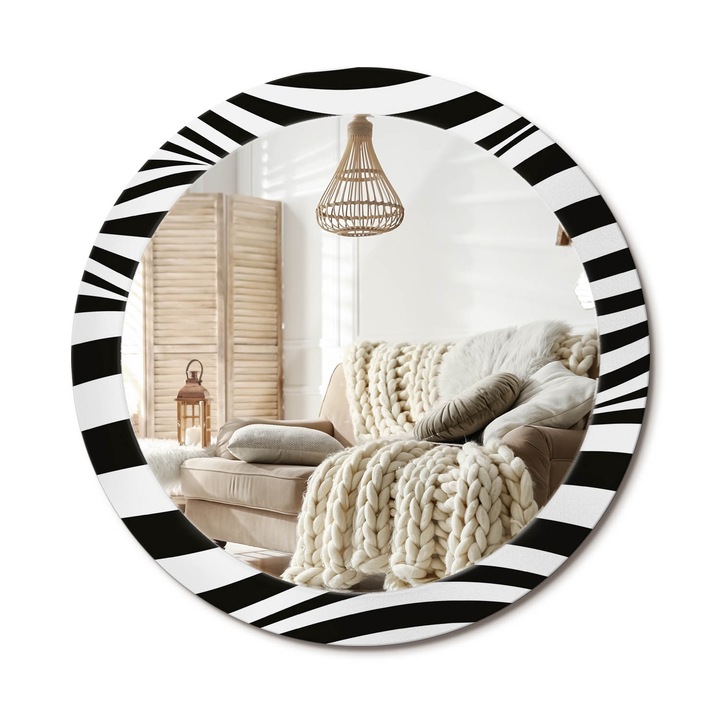 Oglinda decorativa rotunda, Decormat, Perete, Multicolor, Ø 90 cm, 010090550120300030961