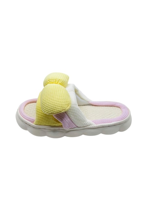 Papuci de casa pentru dama, Tecos®, imprimeu pampoane 3D, foarte caldurosi, blanita la interior, Galben, 38-39