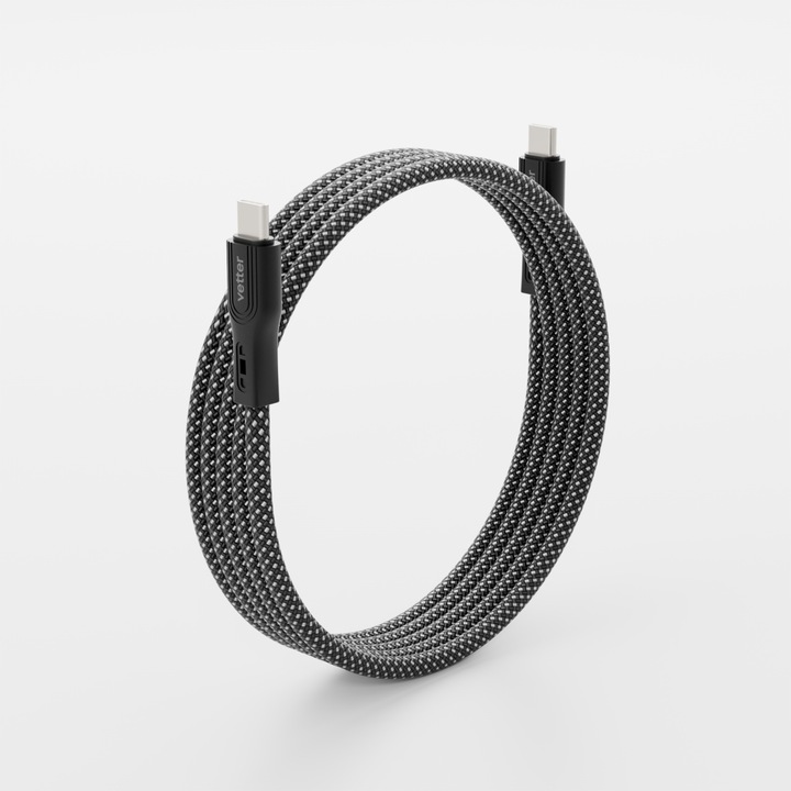 Cablu unTWIST, Type-C to Type-C Magnetic self-looping cable, 1m, Negru/Argintiu
