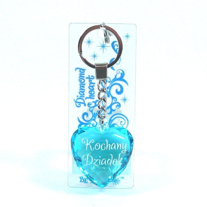 Brelocuri set 3szt. BI-HAPPY, inima diamantata, albastru/violet