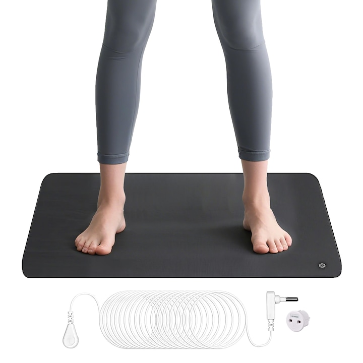 Covor cu impamantare CASAMEDI®, 60x40x0.3 cm, grounding pad, protectie impotriva EMF-urilor, antistatic, multifunctional, mousepad, covoras pentru picioare, covor pentru oameni si animale, negru