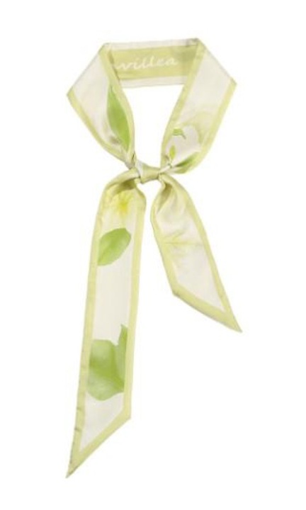 Natúr selyem sál, 6 x 125 cm, tavaszi zöld