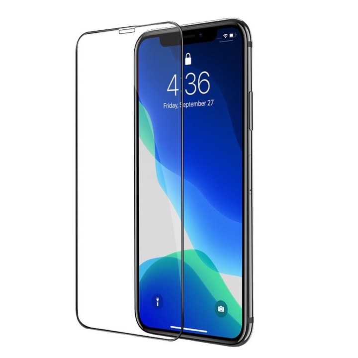 Apple iPhone 11 Pro / XS / X kijelzőfólia, edzett üveg, teljes öntapadós, 25 darabos készlet, Elite Armor, I11, intenzív sötét
