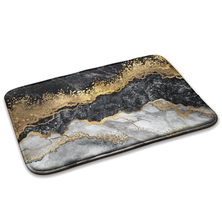 Covoare, Decormat, Marmura cu vene, Negru, 90x60 cm, 010350680020200021113