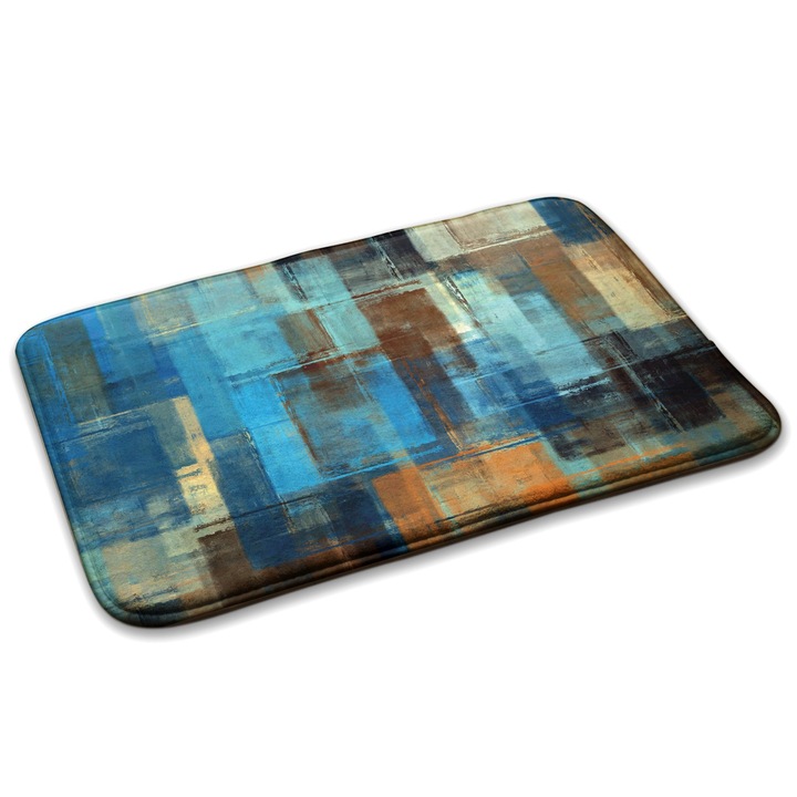 Covoare, Decormat, Imagine geometrica abstracta, Albastru, 75x45 cm, 010350680010100052502