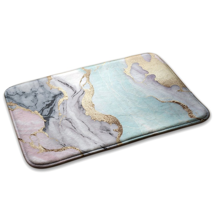 Covoare, Decormat, Marmura abstracta, Albastru, 75x45 cm, 010350680010100088292